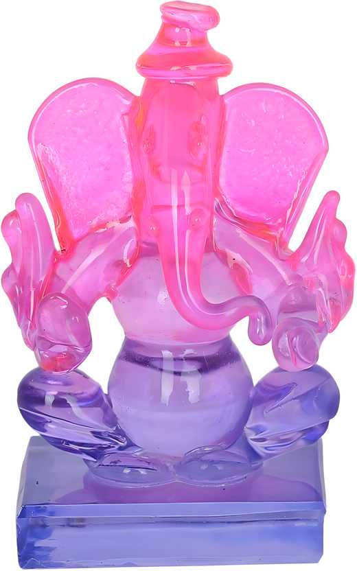 Crystal Ganesh Twin Side Face Car Dashboard Idols Showpiece - 6.5 cm��(Crystal, Multicolor)
